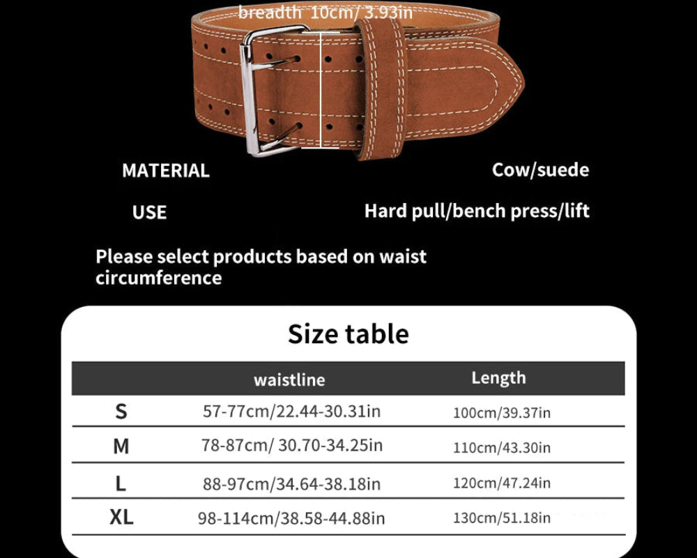 Iron Dominion™ – 4" Premium Cowhide Powerlifting Belt (Double Prong)