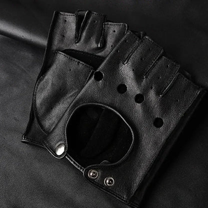 Men's Genuine Leather Gloves Fingerless