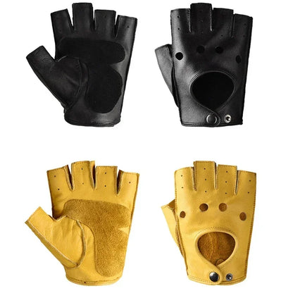 Men's Genuine Leather Gloves Fingerless