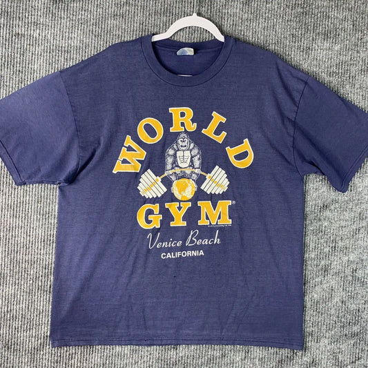 1996 World Gym T Shirt Men Venice Beach California long or short sleeves