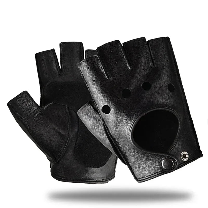 Men's Genuine Leather Gloves Fingerless