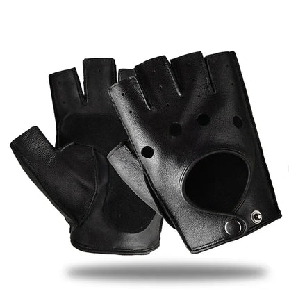 Men's Genuine Leather Gloves Fingerless