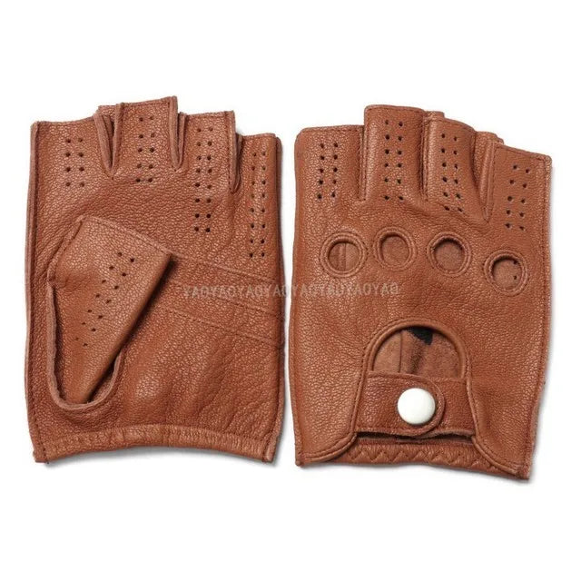 Premium Leather Fingerless Gloves