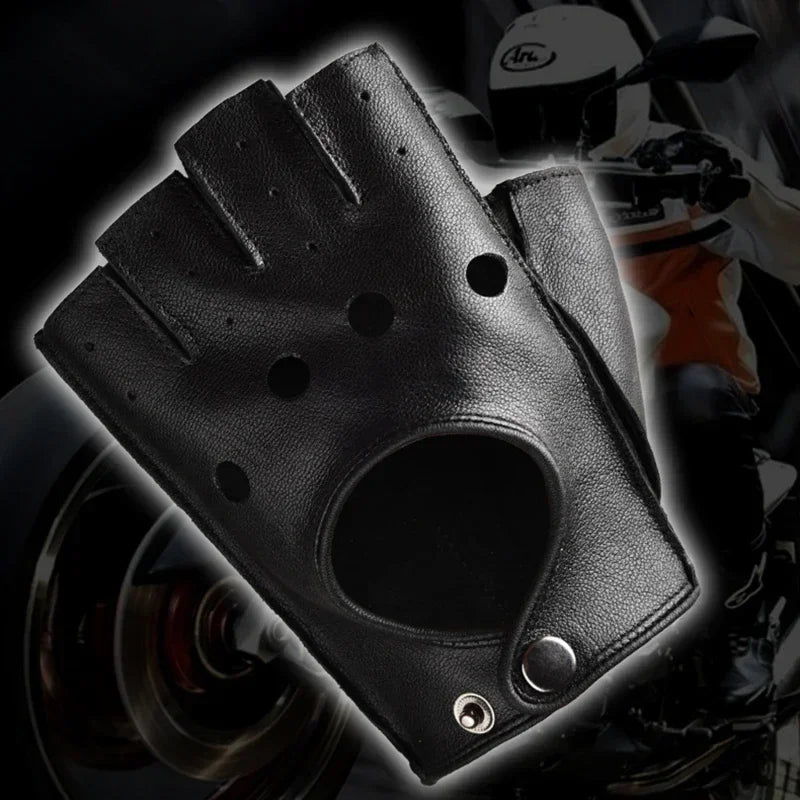Men's Genuine Leather Gloves Fingerless