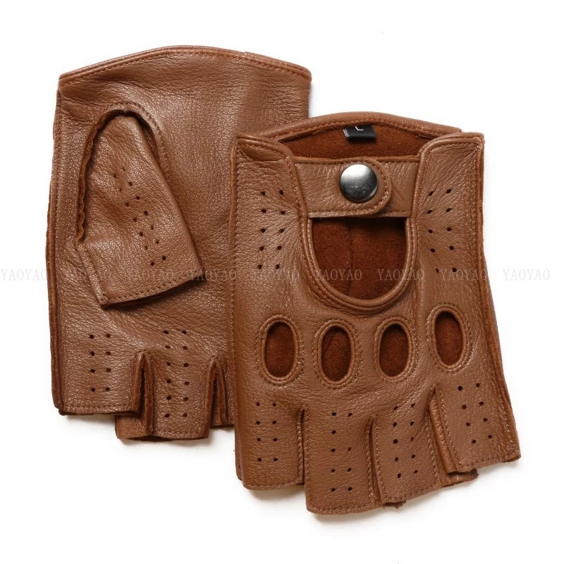 Premium Leather Fingerless Gloves