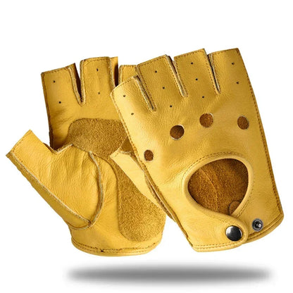 Men's Genuine Leather Gloves Fingerless